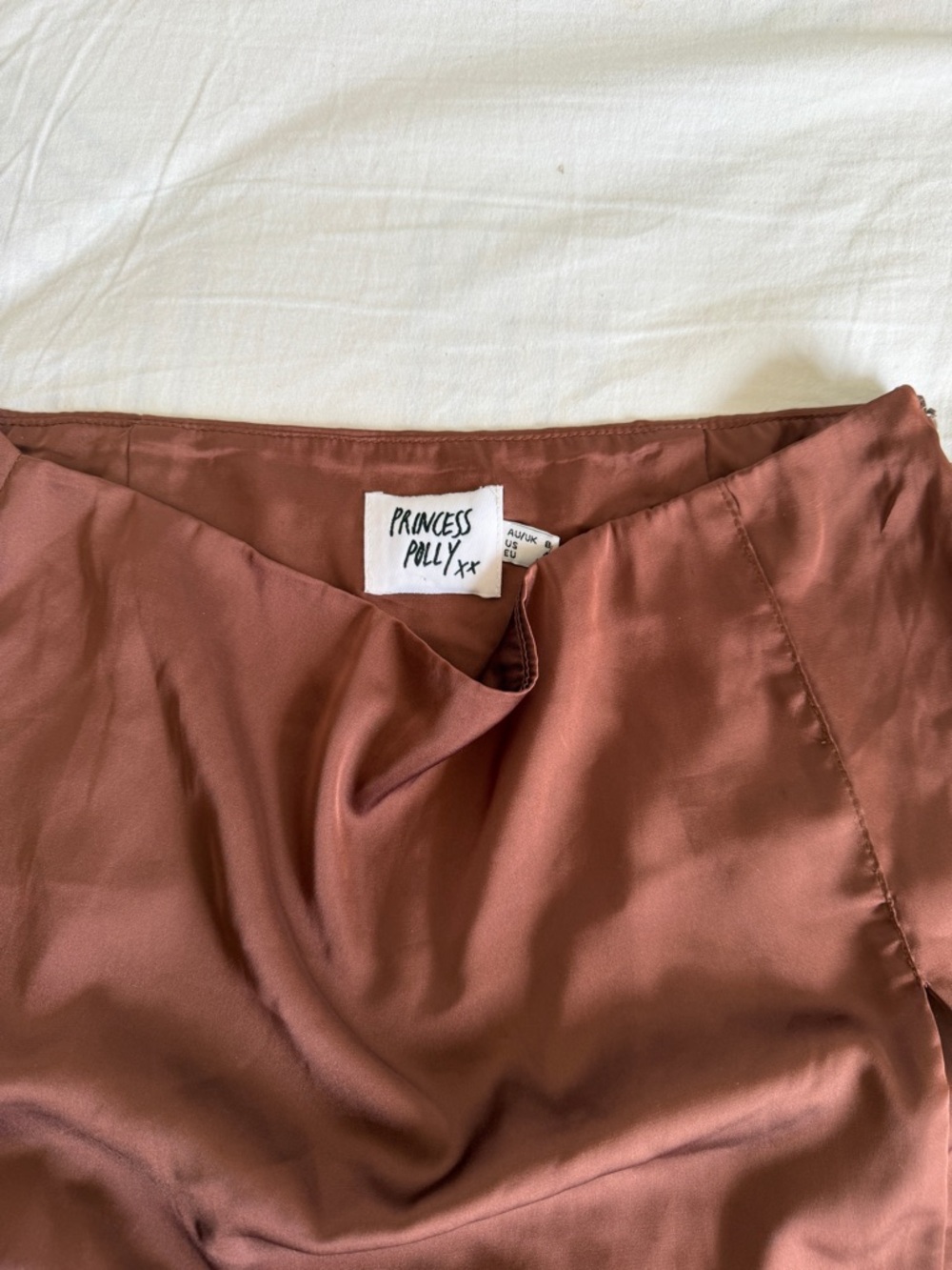 Princess Polly Rust Brown Satin Mini Skirt - Picture 4 of 9